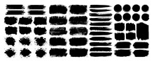 Vector Black Ink Paint Brush Stroke, Line, Texture, Box, Frame And Artistic Design Element. Grungy Splash, Splatter And Paint Brush Silhouette For Business. Torn Or Rip Grunge Paper For Social Media.