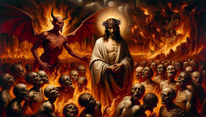 Beyond the Abyss: Jesus Meets the Devil - Christ's Descent to Hell with Satan and the Tormented Souls in the Inferno