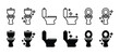 Toilet icons. Sitting toilet icon. Public WC and Bathroom thin line icon symbol. Clean bathroom. Vector illustration