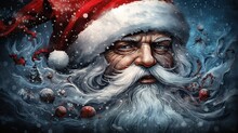  A Painting Of A Santa Clause With A Beard And Beard.  Generative Ai