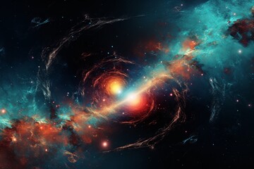 Wall Mural - Abstract background. Spiraling galaxy with luminous stars and vibrant nebula.