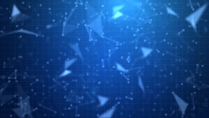 Wall Mural - Futuristic Neural Network: Dynamic Blue Geometric Shapes and Glowing Lines