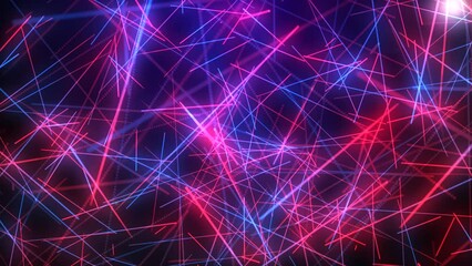 Wall Mural - Neon Hi-Tech Network: Abstract Background with Colorful lines and Speed Motion