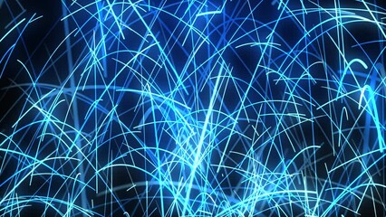 Wall Mural - Blue Hi-Tech Network: Abstract Background with Glowing Lines and Speed Motion