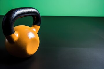 Canvas Print - high angle of a kettlebell in color background