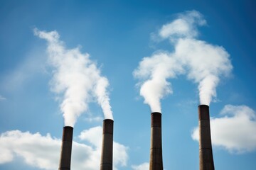 Sticker - chimney stacks emitting smoke into the clear sky