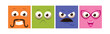 Funny Colorful Square Emoji Faces and Comic Avatars Vector Set