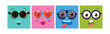 Funny Colorful Square Emoji Faces and Comic Avatars Vector Set