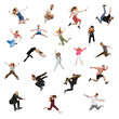 © master1305 - Collage. Happy, joyful people, men, women and children jumping over white background. Concept of freedom, motivation, ambitions, success and lifestyle.