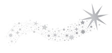 Weihnachtsmotiv Funkelnde Sterne - Dekorativer Silberner Weihnachtsstern - Vektor Illustration Isoliert Auf Weissem Hintergrund