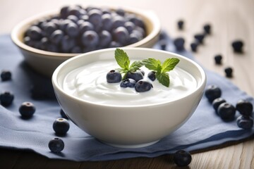 Sticker - a bowl of yogurt with blueberries, showing a healthy diet