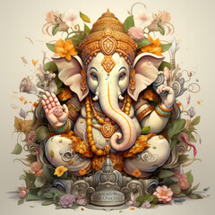 Waterco Happy ganesh chaturthi illustration, Generative Ai