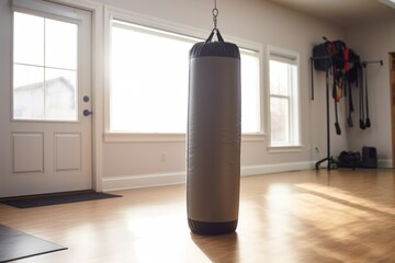 Canvas Print - punching bag hanging in a neutral coloured indoor space