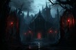 Vampire gate castle game. Roof tower. Generate Ai