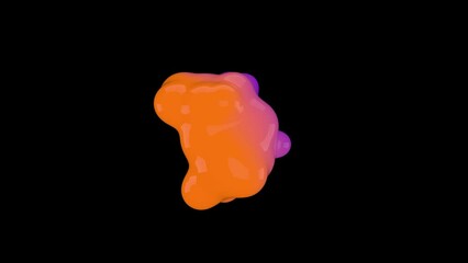 Wall Mural - 3D animation of Abstract orange smooth liquid shape. 4k seamless loop 3D animation. Smooth animation of bubbles, metaball with inner glow. 