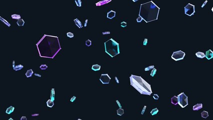 Poster - Flying hexagonal crystals, seamless looping