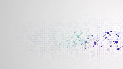 Animated molecular structural mesh. Looped abstract medical and technological concept. Gradient screensaver with hexagons.