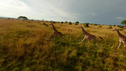 wildlife of africa giraffes from a bird's eye view video