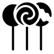 Lollipops vector icon. Flat black symbol. Pictogram is isolated on a white background. Designed for web and software interfaces. generative AI