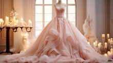 Wedding Dress In Bridal Room, Beautiful Clothes For Bride, Wedding Attributes.