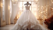 Wedding Dress In Bridal Room, Beautiful Clothes For Bride, Wedding Attributes.
