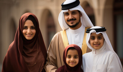 Wall Mural - Happy Middle Eastern family.