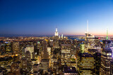 Fototapeta Nowy Jork - aerial skyline of new york by night