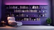 a pop of color with a purple bookshelf, complete with modular shelving and integrated LED lighting to showcase your literary treasures.