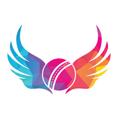 Cricket sports vector logo design template. Cricket ball with wings icon design.