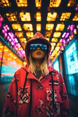 Poster - a woman wearing sunglasses and a hoodie