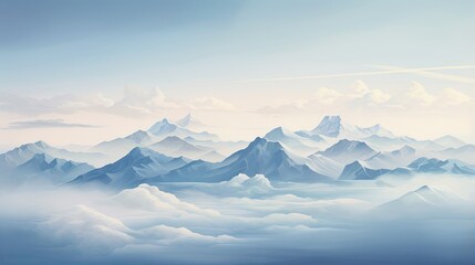 Wall Mural -  a painting of a mountain range in the sky with clouds.  generative ai