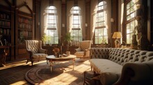 Victorian Interior Design Living Room.Generative AI