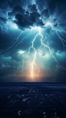 Wall Mural - lightning striking a beach