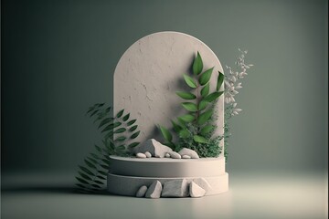 Sticker - a white grave with a plant growing out of it and a green plant growing out of it's top.