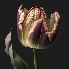 Wall Mural - a flower that is sitting on a table in the dark room with a dark background and a black background behind it. Generative ai