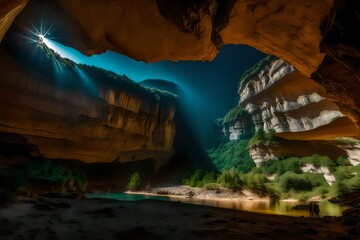 Canvas Print - Magnificent view of a fantastic cave - AI Generative