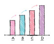 hand drawn bar chart. statistical bar chart