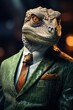 © ArtmediaworX - Lizzard wearing business suit. Ai generative