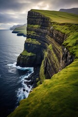 Wall Mural - The Faroe Islands with steep cliffs