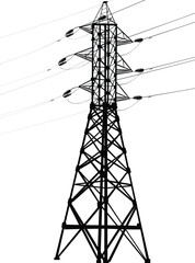 Canvas Print - illustration with isolated single black pylon