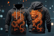 chinese new year dragon print on black hoodie 
