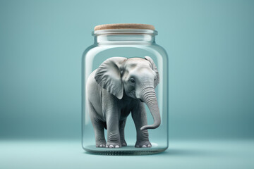 Wall Mural - Elephant in the jar. AI generative art