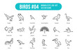 Bird Icons – Pack with eighteen types of birds with names. Trendy vector symbols suitable for website, apps and UI kit