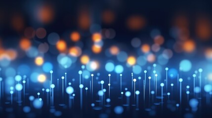 Wall Mural - abstract tech background with illuminated fiber optic connections, quantum computing network system 
