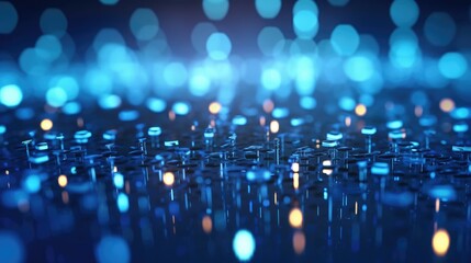 Wall Mural - abstract tech background with illuminated fiber optic connections, quantum computing network system 