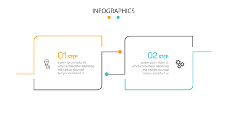 Vector infographic template with icons and 2 options or steps. Can be used for process diagram, presentations, workflow layout, flow chart, info graph