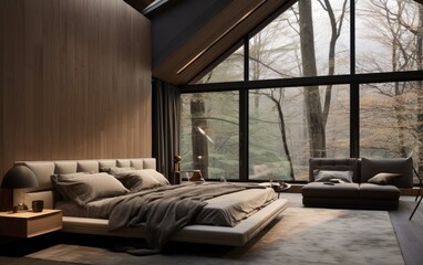 Wall Mural - Huge bed in a modern interior