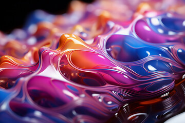 Wall Mural - Trendy abstract flowing liquid background. Colorful wavy backdrop with drops.