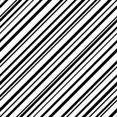 Wall Mural - Stripe diagonal seamless pattern. Repeated black stripes isolated on white background. Repeating geometric line for prints design. Irregular thickness lines. Random repeat strips. Vector illustration