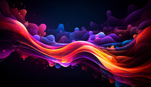 Abstract Neon Fractal Wallpaper With Space